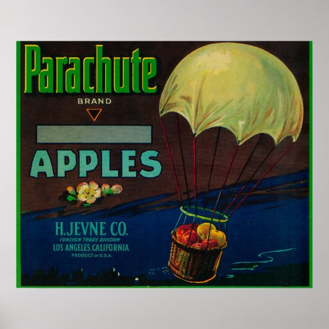 Parachute Apple Crate Label Poster (Front)
