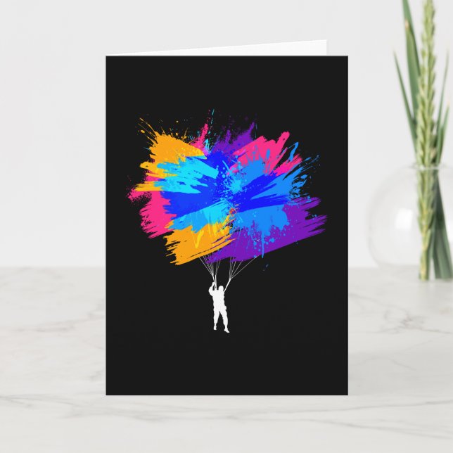 Parachute Colours Skydiver Skydiving Card (Front)