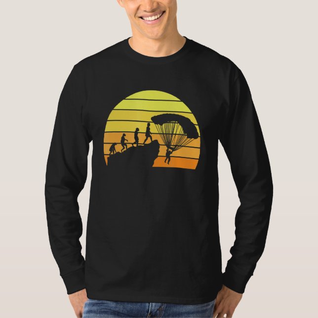 Parachute Evolution Retro Sunset Art T-Shirt (Front)