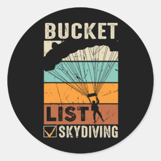 Parachute Jump Skydiver Instructor Bucket Lists Sk Classic Round Sticker