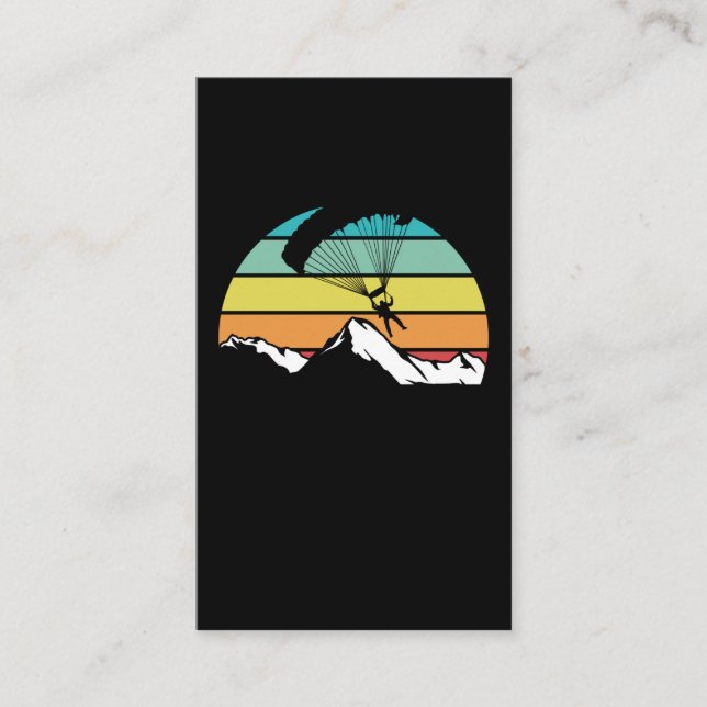 Parachute Retro Mountain Paragliding Business Card (Front)