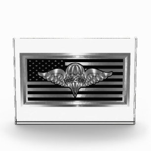 Parachute Rigger with USA FLAG Photo Block