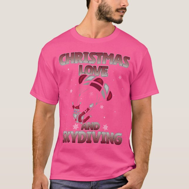 Parachute Skydive Christmas Love And Skydiving T-Shirt (Front)