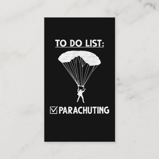 Parachute Skydiver Celebration Adrenaline Lover Business Card (Front)