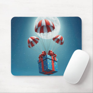 Parachutes Delivering a Christmas Gift Mouse Mat