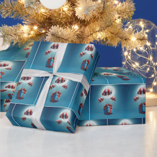 Parachutes Delivering a Christmas Gift Wrapping Paper
