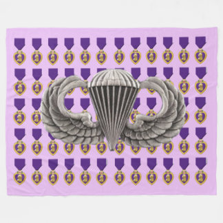 PARACHUTES, PURPLE HEART and AIRBORNE WINGS Fleece Blanket