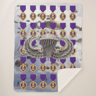 PARACHUTES, PURPLE HEART and AIRBORNE WINGS Sherpa Blanket