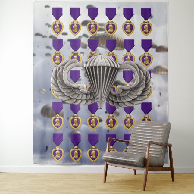 PARACHUTES, PURPLE HEART and AIRBORNE WINGS Tapestry (In Situ)
