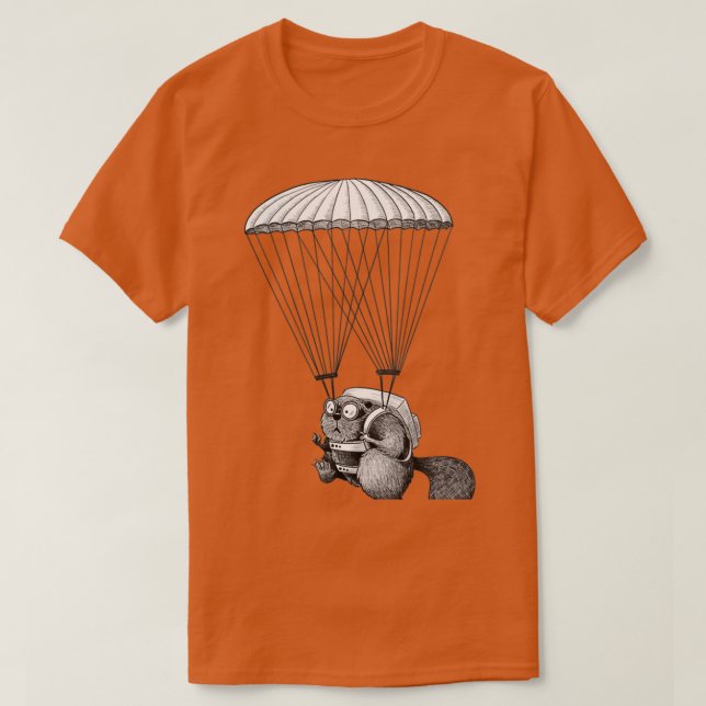 Parachuting Beaver 1 2 T-Shirt (Design Front)