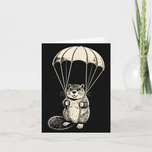 Parachuting beaver funny skydiving beaver vintage card