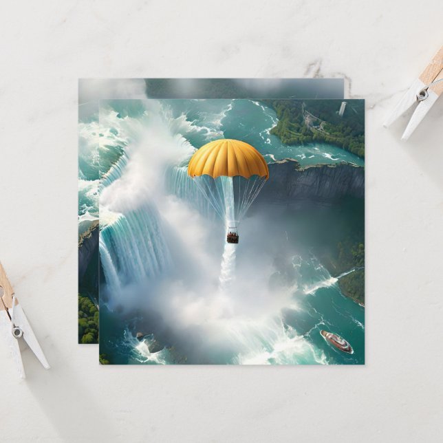 Parachuting Over Niagara Falls In A Basket, Invitation (Front/Back In Situ)