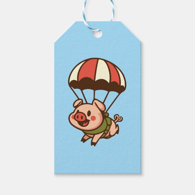 Parachuting pig gift tags (Front)