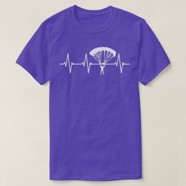 Parachuting Skydiving Skydiver Heartbeat Apparel T-Shirt (Design Front)