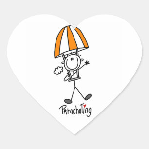 Parachuting Stick Figure Heart Sticker
