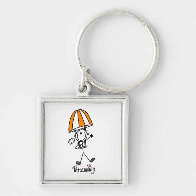 Parachuting Stick Figure Key Ring (Front)