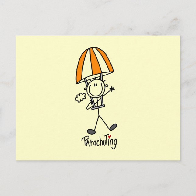 Parachuting Stick Figure Postcard (Front)