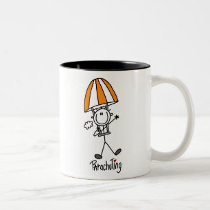 Parachuting Stick Figure Two-Tone Coffee Mug