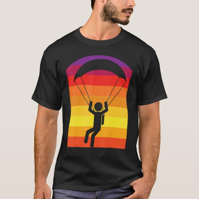 Parachutist Retro Sun Skydiver Parachuting T-Shirt (Front)