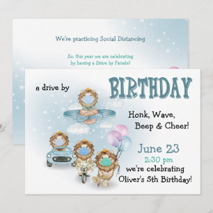 Parade of Lions  Drive By  Birthday Invitation