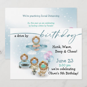 Parade of Lions  Drive By  Birthday Invitation