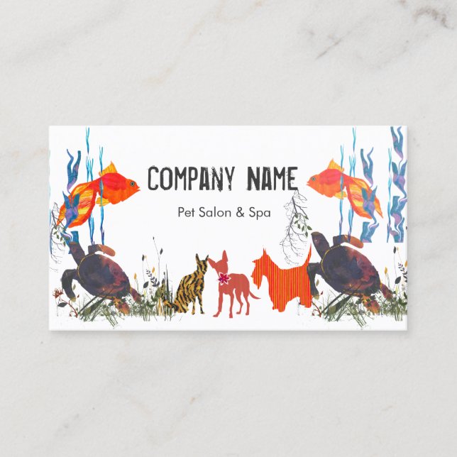 Parade of Pets  Fish Cat Dog Pet Care Appointment Card (Front)