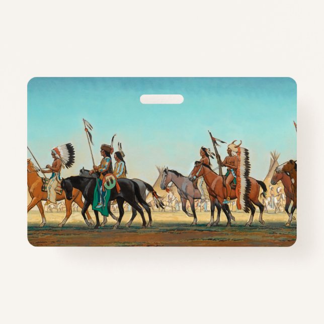 Parade of Warriors by Maynard Dixon ID Badge (Front)
