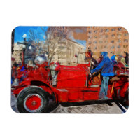 Parading Antique Fire Truck Abstract Impressionism