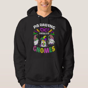 Parading With My Gnomes Mardi Gras Costume Party M Hoodie