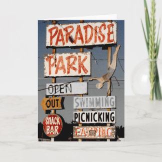 Paradise Amusement Park Retro Photo Card