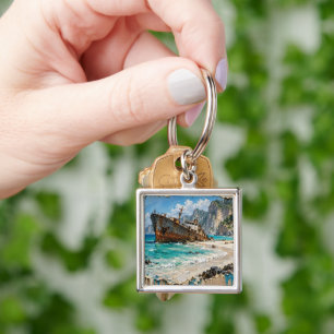 Paradise and Rust Key Ring