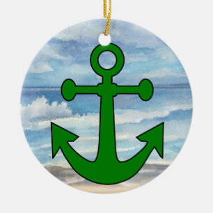 Paradise Beach Anchor Ceramic Tree Decoration