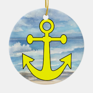 Paradise Beach Anchor Ceramic Tree Decoration