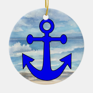 Paradise Beach Anchor Ceramic Tree Decoration