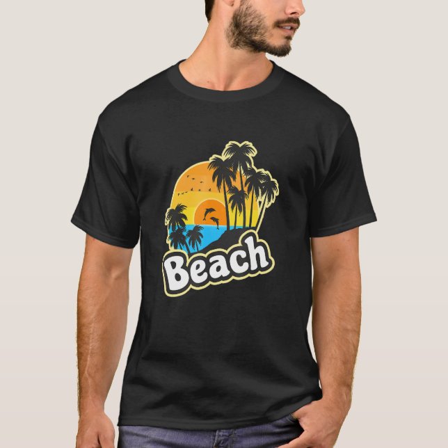 Paradise Beach And Palm Trees T-Shirt (Front)