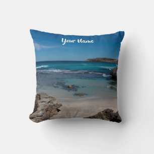 Paradise Beach Australia Landscape Photo Blue Cushion