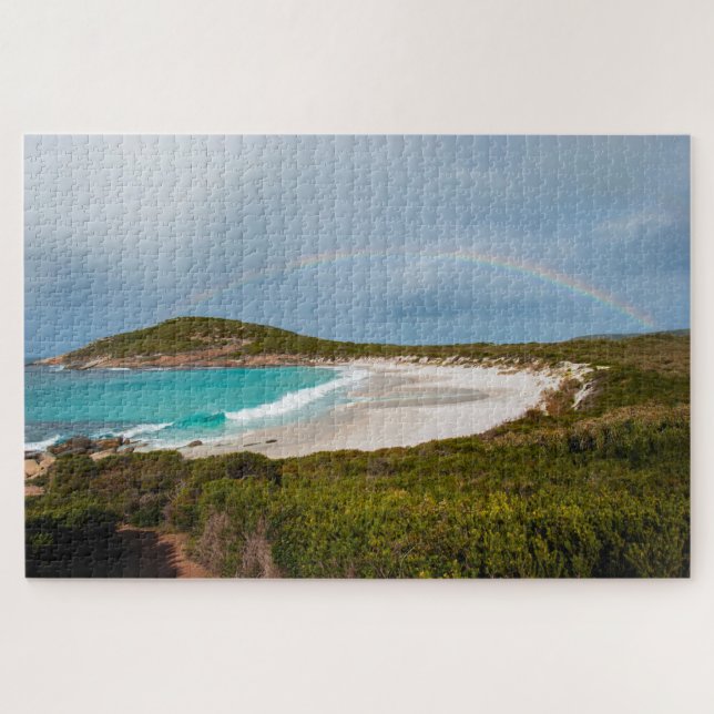 Paradise Beach Bay with Rainbow, 1014 pieces Jigsaw Puzzle (Horizontal)