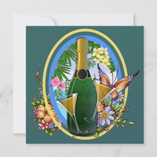 Paradise Beach Champagne Cocktail - SRF Invitation (Front)