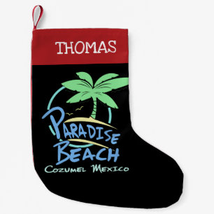 Paradise Beach Cozumel Mexico Cruise Vacation Small Christmas Stocking
