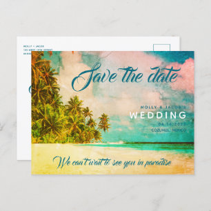 Paradise Beach Destination Wedding Save the Date Announcement Postcard