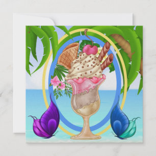 Paradise Beach Ice Cream Invitation