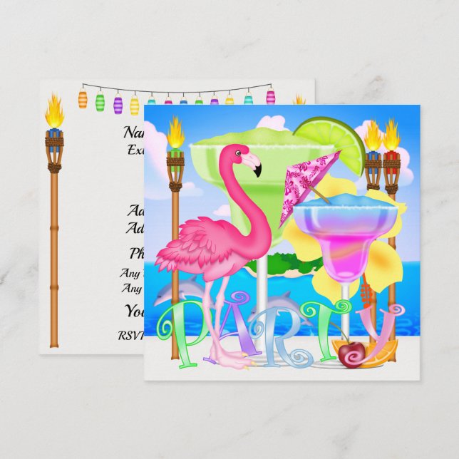 Paradise Beach Party / Luau  Invitation (Front/Back)