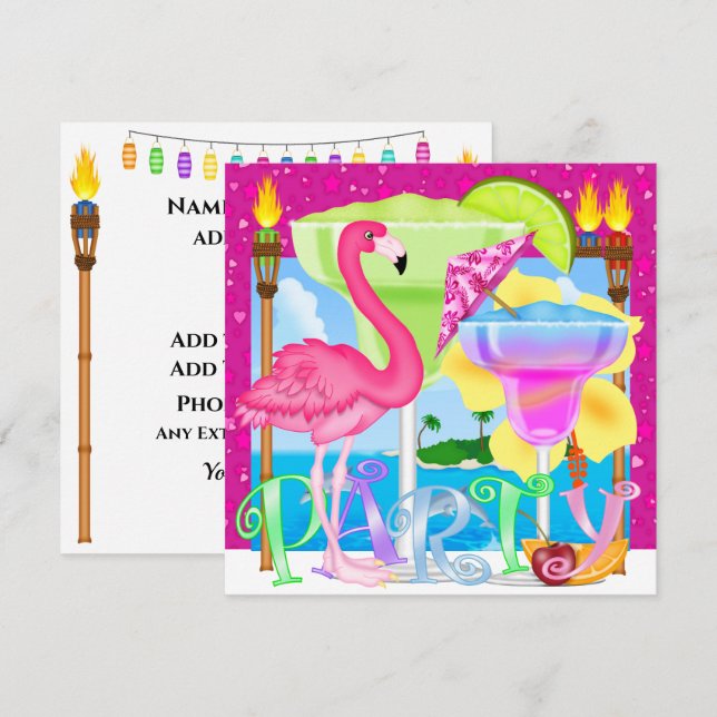 Paradise Beach Party / Luau Invitation (Front/Back)