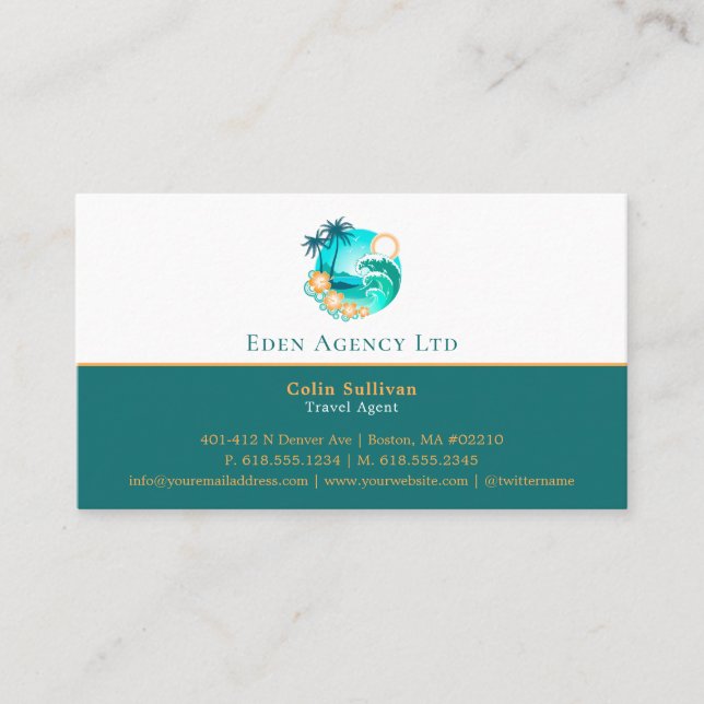Paradise Beach | Tourism Travel Agent Business Card (Front)