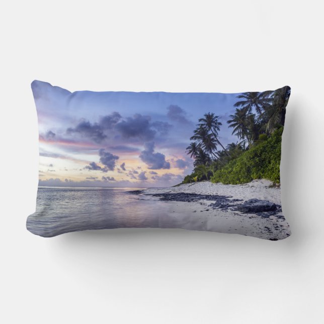 Paradise Beach Tropical Sand Palm Trees Lumbar Cushion (Front)