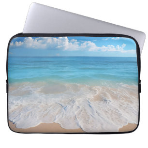 Paradise beach waves scene ocean sand island laptop sleeve