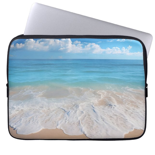 Paradise beach waves scene ocean sand island laptop sleeve (Front)