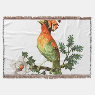Paradise Birds: Exotic Floral Background Throw Blanket