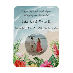 Paradise Blooms Wedding Save the Date Magnet 