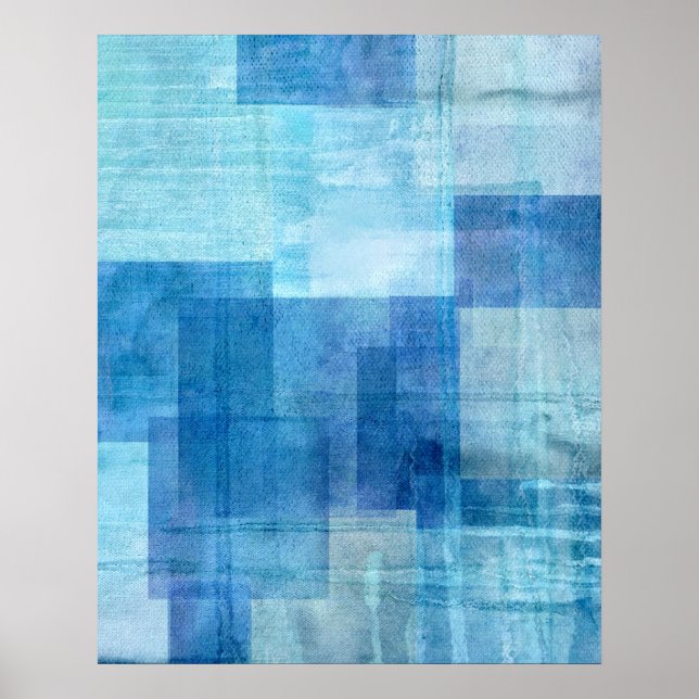 'Paradise' Blue Abstract Art Poster Print (Front)